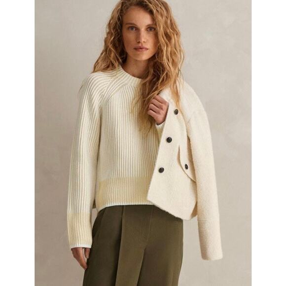 ME+EM Soft-Touch Cotton Rib Knit Weekend Sweater Jumper Natural Cream XS Ecru - Picture 3 of 11